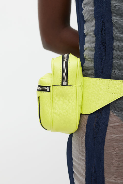 Louis Vuitton 2019 Neon Green Leather Monogram Taigarama Outdoor Belt Bag