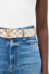 Louis Vuitton Beige & Blue Damier Ebene Monogram Belt