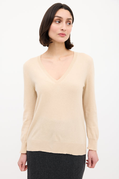 Louis Vuitton Beige Cashmere V-Neck Sweater