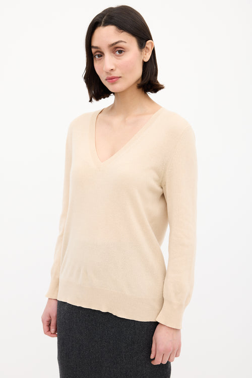 Louis Vuitton Beige Cashmere V-Neck Sweater