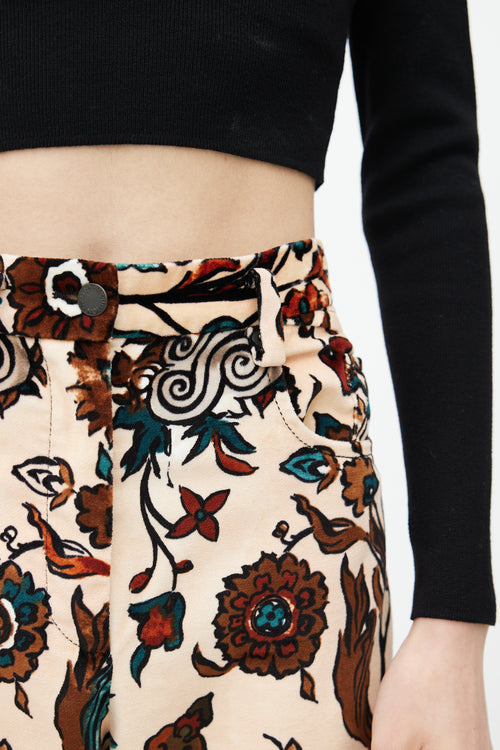 Louis Vuitton Fall 2014 Beige & Multi Floral Velvet Trouser