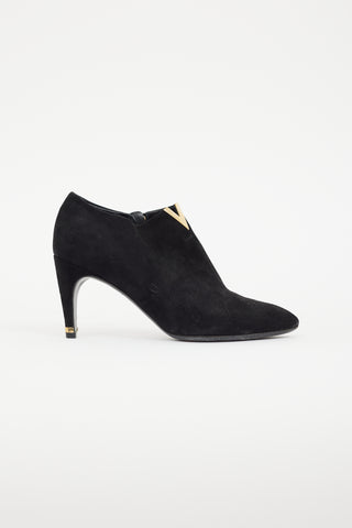 Louis Vuitton Black & Gold Suede Bootie