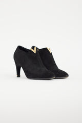 Louis Vuitton Black & Gold Suede Bootie
