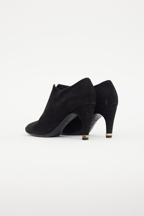 Louis Vuitton Black & Gold Suede Bootie