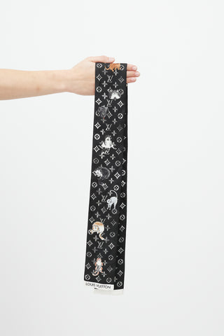 Louis Vuitton Black & Multicolour Monogram Printed Neck Scarf