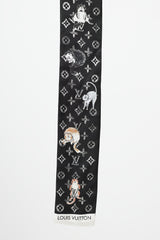 Louis Vuitton Black & Multicolour Monogram Printed Neck Scarf