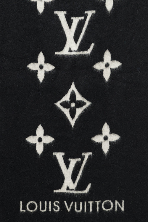 Louis Vuitton Black & White Reykjavik Cashmere Monogram Scarf