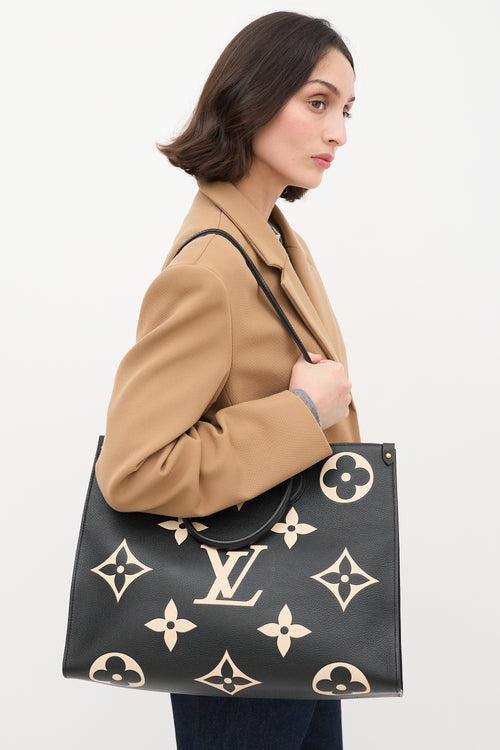 Louis Vuitton Black & Beige Monogram Empreinte Leather Onthego GM Tote Bag