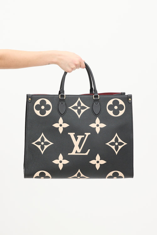 Louis Vuitton Black & Beige Monogram Empreinte Leather Onthego GM Tote Bag