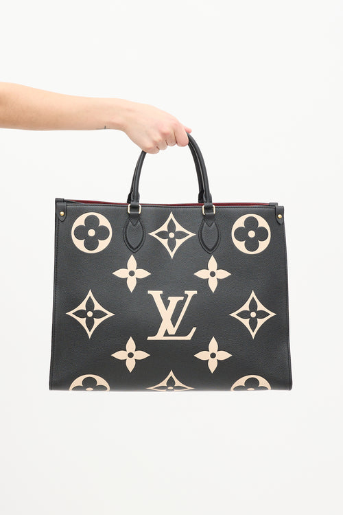 Louis Vuitton Black & Beige Monogram Empreinte Leather Onthego GM Tote Bag