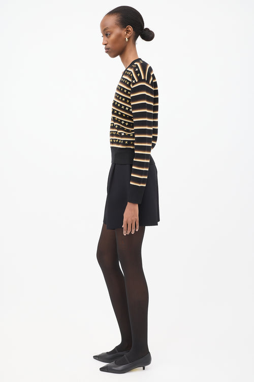 Black & Multi Wool Embellished Stripe Sweater