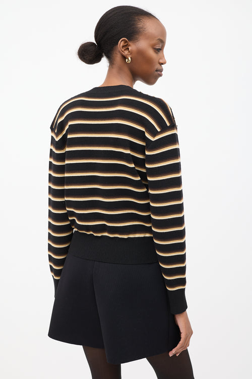 Black & Multi Wool Embellished Stripe Sweater