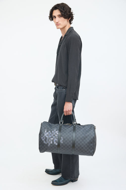 Black Damier Graphite Keepall Bandoulière 50 Duffle Bag