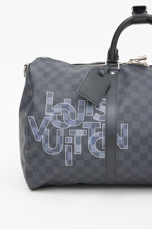 Louis Vuitton Black Damier Graphite Keepall Bandoulière 50 Duffle Bag