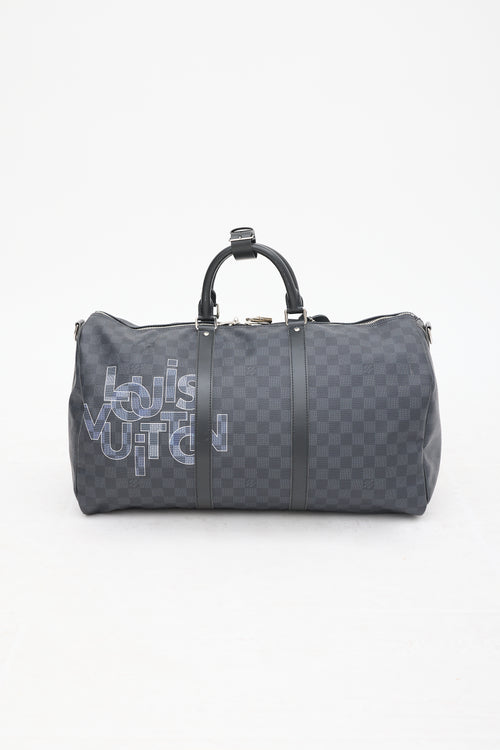 Louis Vuitton Black Damier Graphite Keepall Bandoulière 50 Duffle Bag