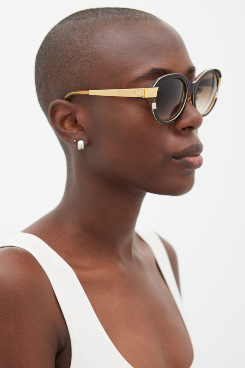 Louis Vuitton Black & Gold Z0487W Glitter Sunglasses