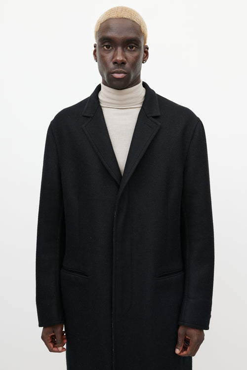 Louis Vuitton Black & Grey Wool Monogram Coat