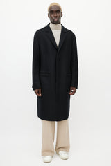 Louis Vuitton Black & Grey Wool Monogram Coat