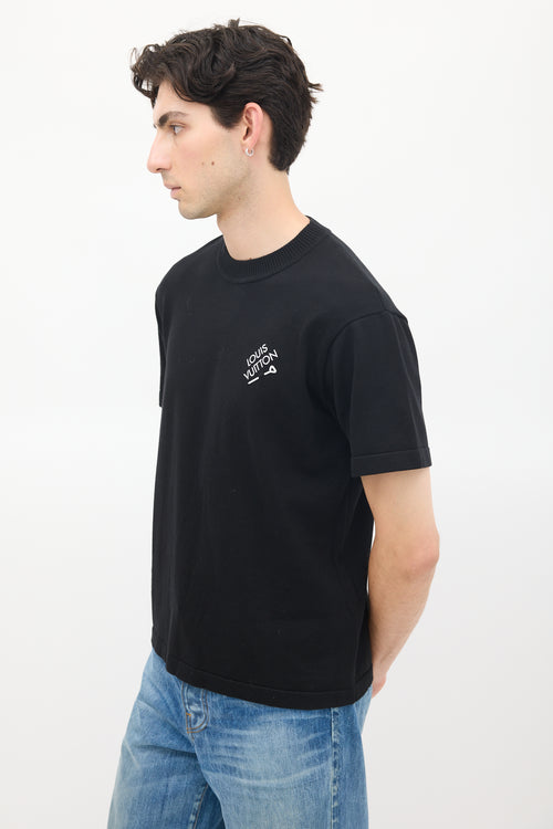 Louis Vuitton Black Knit Signature Short Sleeve T-Shirt