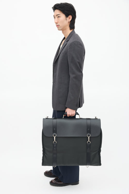 Louis Vuitton Black Leather & Grey Nylon Gibeciere Garment Bag