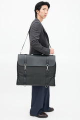 Louis Vuitton Black Leather & Grey Nylon Gibeciere Garment Bag