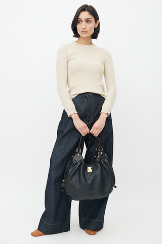 Louis Vuitton Black Leather Mahina Monogram Bag