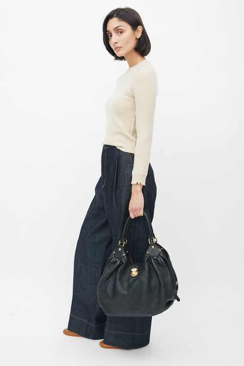 Louis Vuitton Black Leather Mahina Monogram Bag