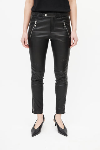 Louis Vuitton Black Leather Side Zip Pant