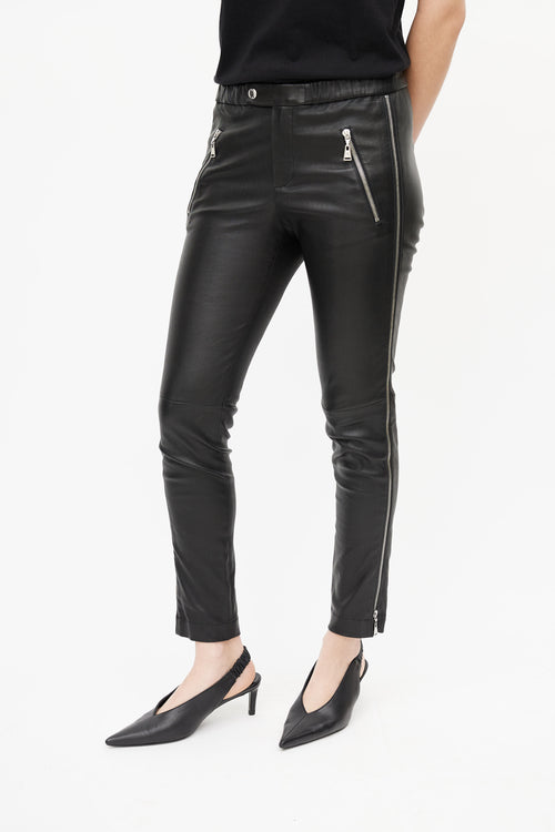Louis Vuitton Black Leather Side Zip Pant