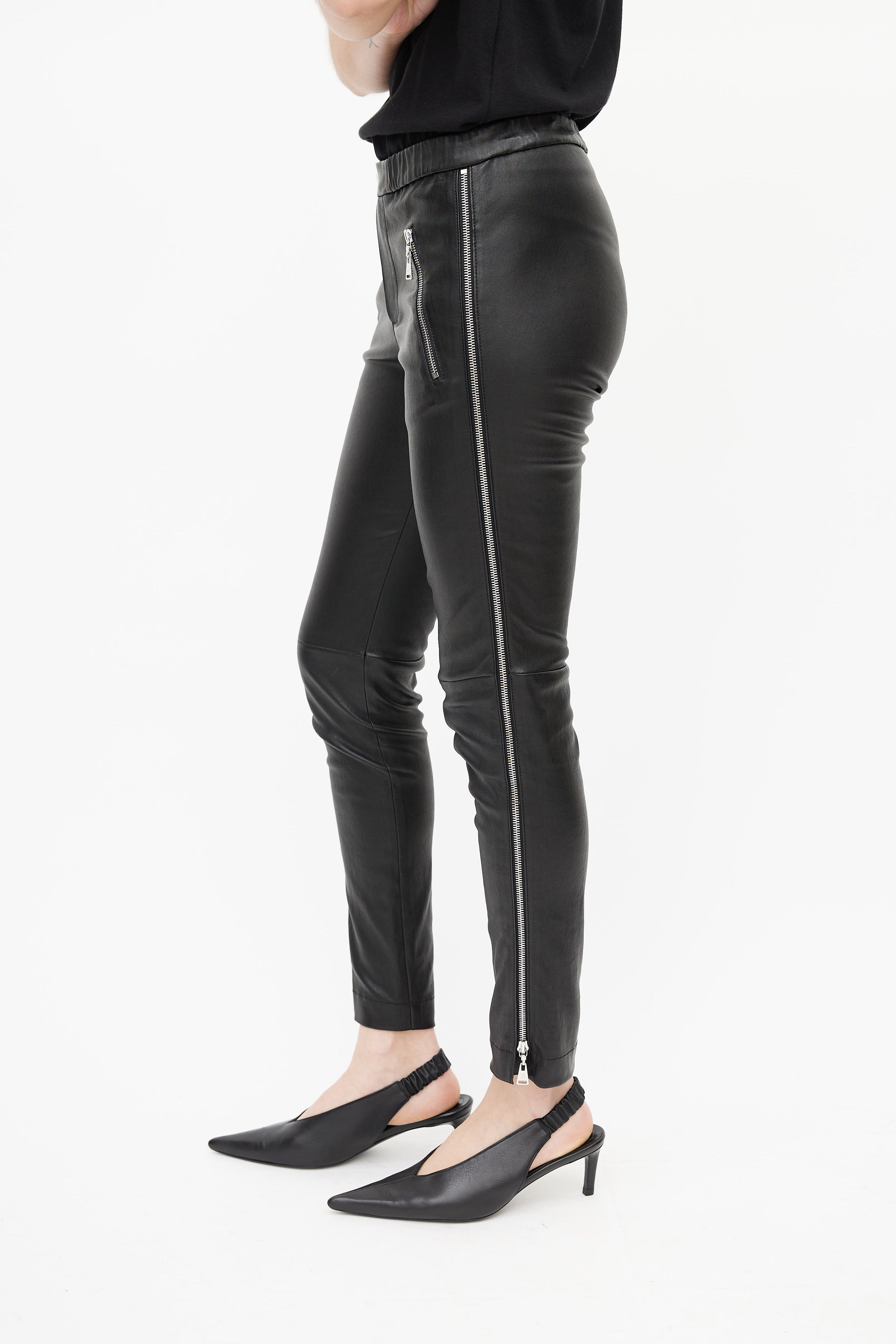 Louis Vuitton // Black Leather Side Zip Pant – VSP Consignment