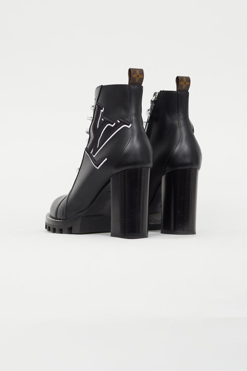 Louis Vuitton Black Logo Star Trail Leather Boot