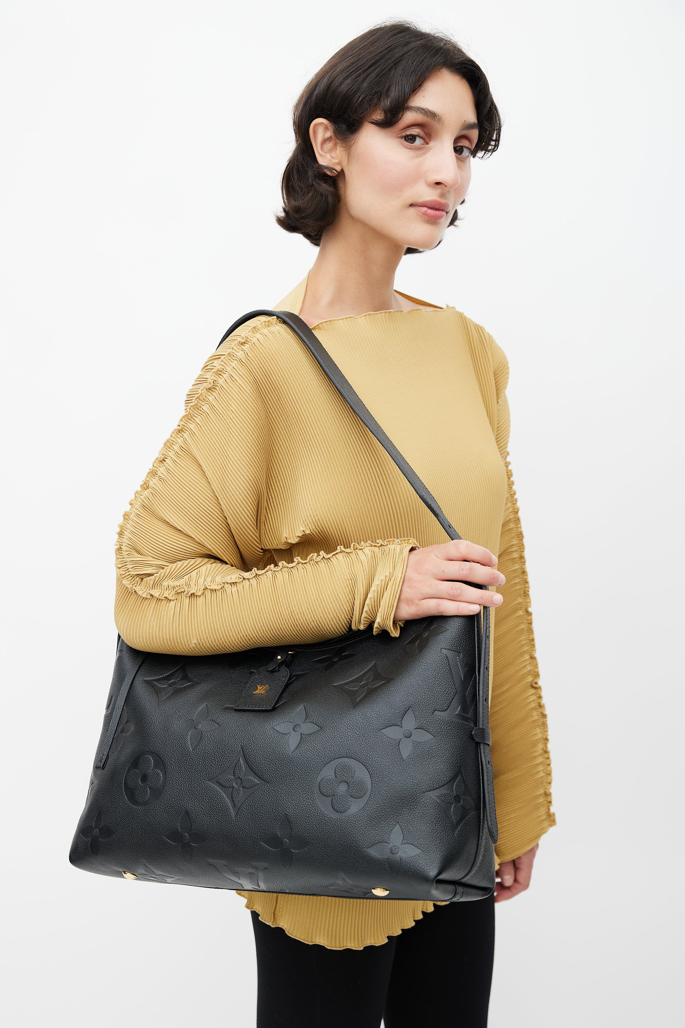 Louis Vuitton // Black Monogram Empreinte CarryAll MM Tote Bag