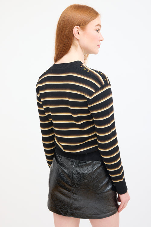 Louis Vuitton Black & Multi Wool Embellished Stripe Sweater