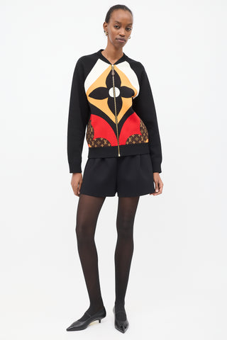 Louis Vuitton Black & Multi Wool Monogram Intarsia Jacket