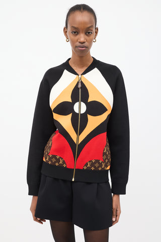 Louis Vuitton Black & Multi Wool Monogram Intarsia Jacket