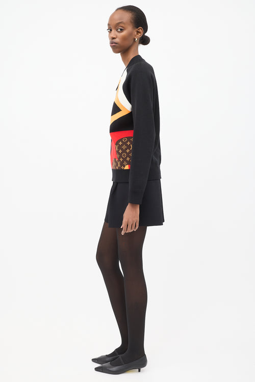 Louis Vuitton Black & Multi Wool Monogram Intarsia Jacket