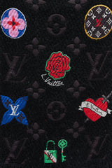 Louis Vuitton Black & Multicolour Floral Monogram Wool Scarf
