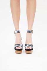 Louis Vuitton Black & Multicolour Gingham Platform Sandal