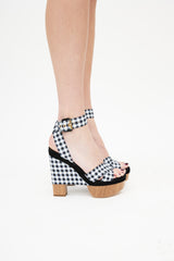 Louis Vuitton Black & Multicolour Gingham Platform Sandal