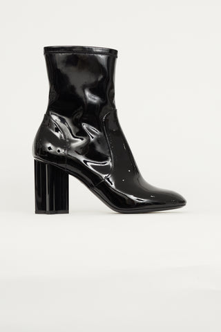 Louis Vuitton Black Patent Faux Leather Ankle Boot