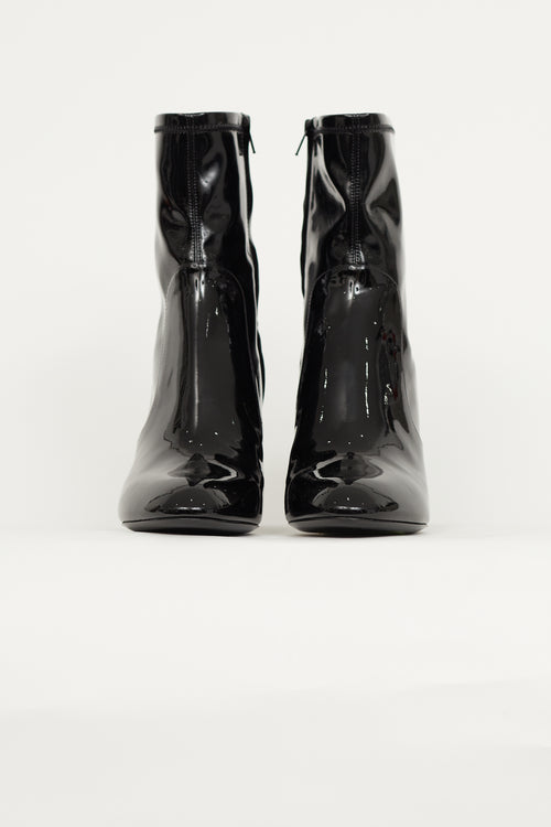 Louis Vuitton Black Patent Faux Leather Ankle Boot