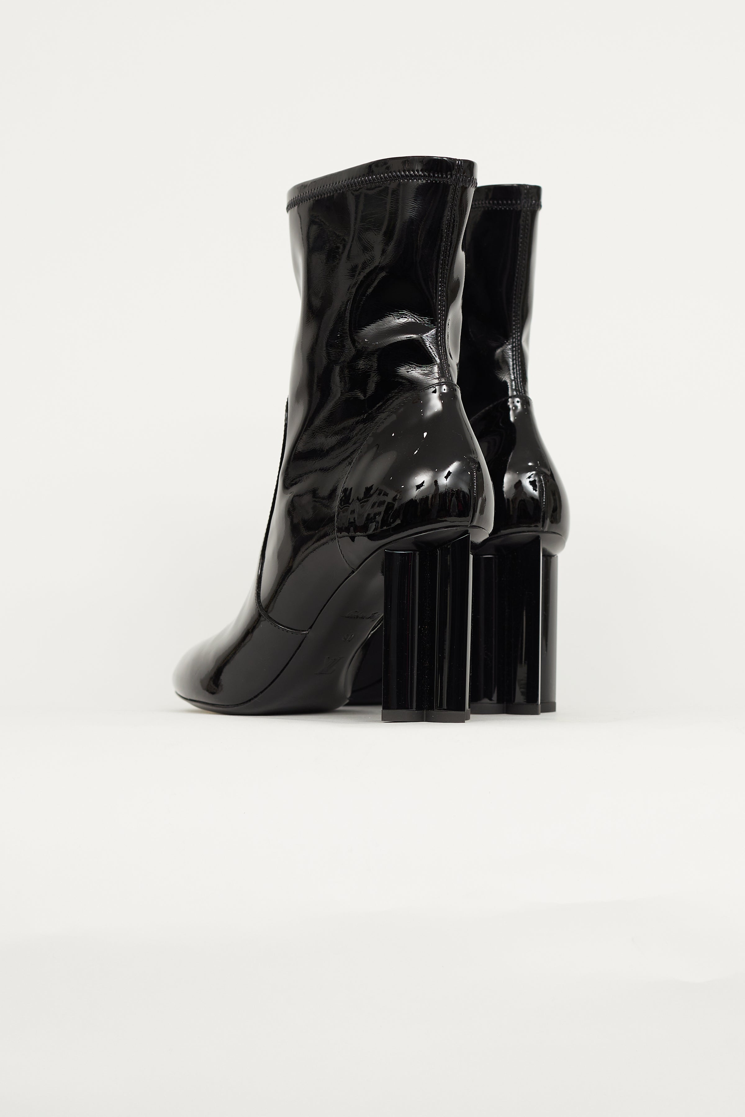 Louis Vuitton // Black Patent Faux Leather Ankle Boot – VSP Consignment