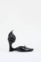 Louis Vuitton Black Patent Leather Sculptural Cutout Heel