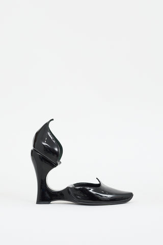Louis Vuitton Black Patent Leather Sculptural Cutout Heel