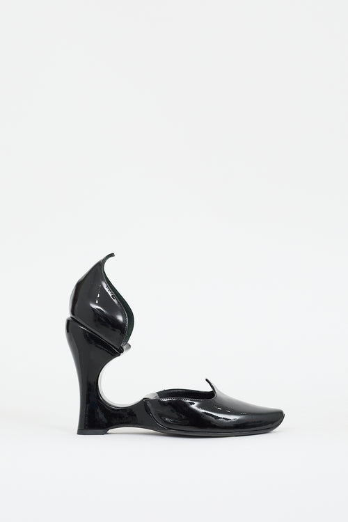 Louis Vuitton Black Patent Leather Sculptural Cutout Heel