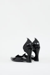Louis Vuitton Black Patent Leather Sculptural Cutout Heel
