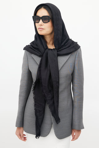 Louis Vuitton Black Silk & Wool Monogram Shawl