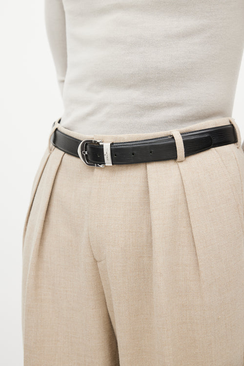 Louis Vuitton Black & Silver Epi Leather Belt
