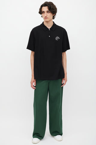 Louis Vuitton Black & White Embroidered Logo Polo