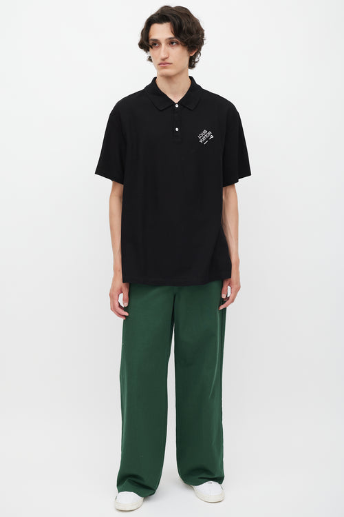 Louis Vuitton Black & White Embroidered Logo Polo